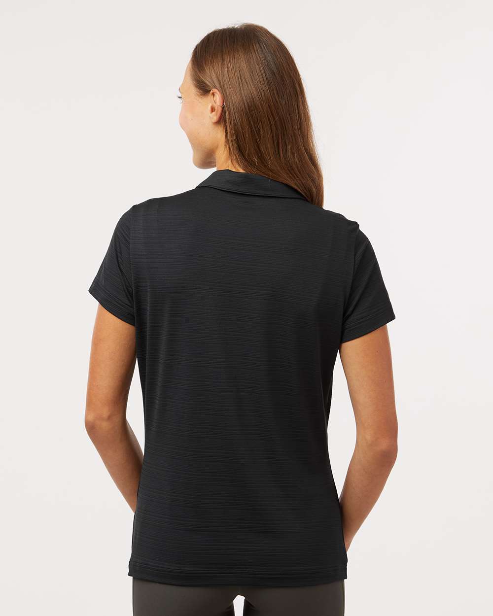 Women's Textured Stripe Polo - OnModelBack - B11553502 - Black