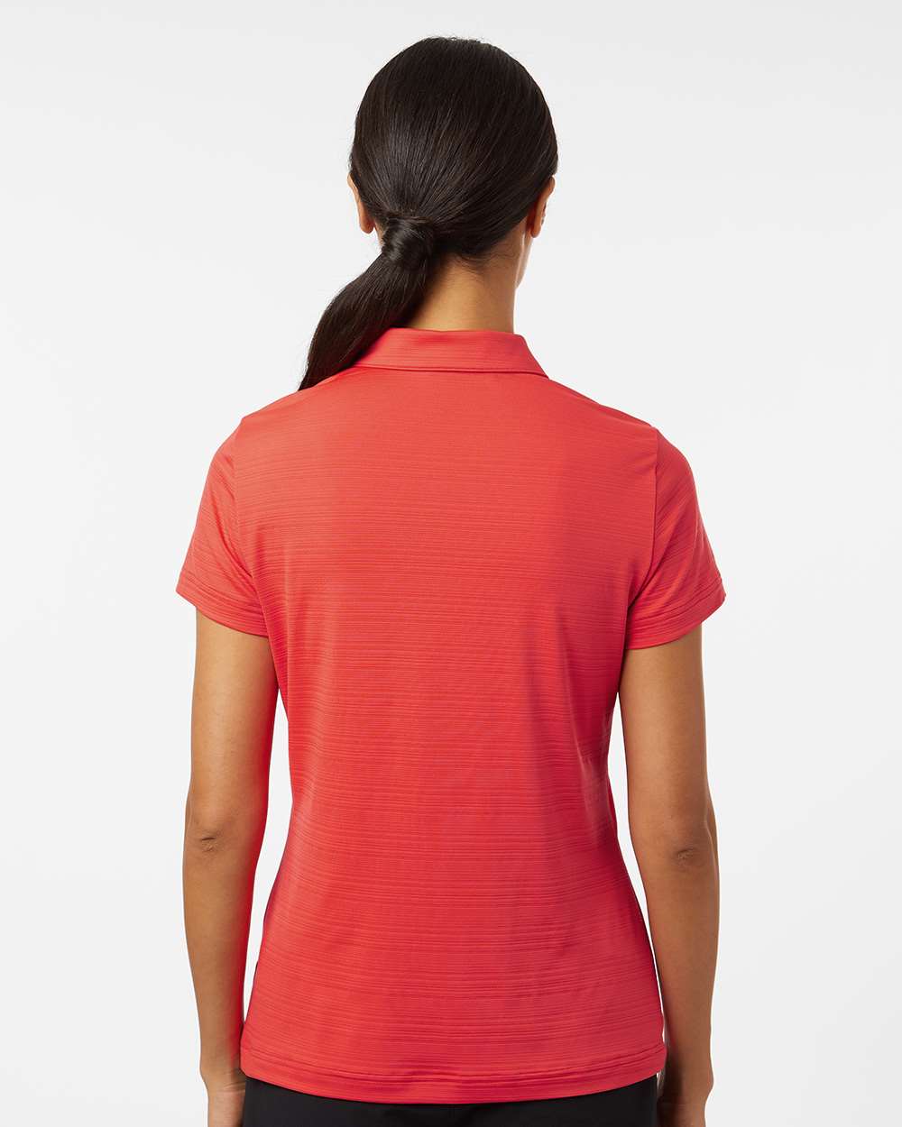 Women's Textured Stripe Polo - OnModelBack - B11553702 - Bright Red