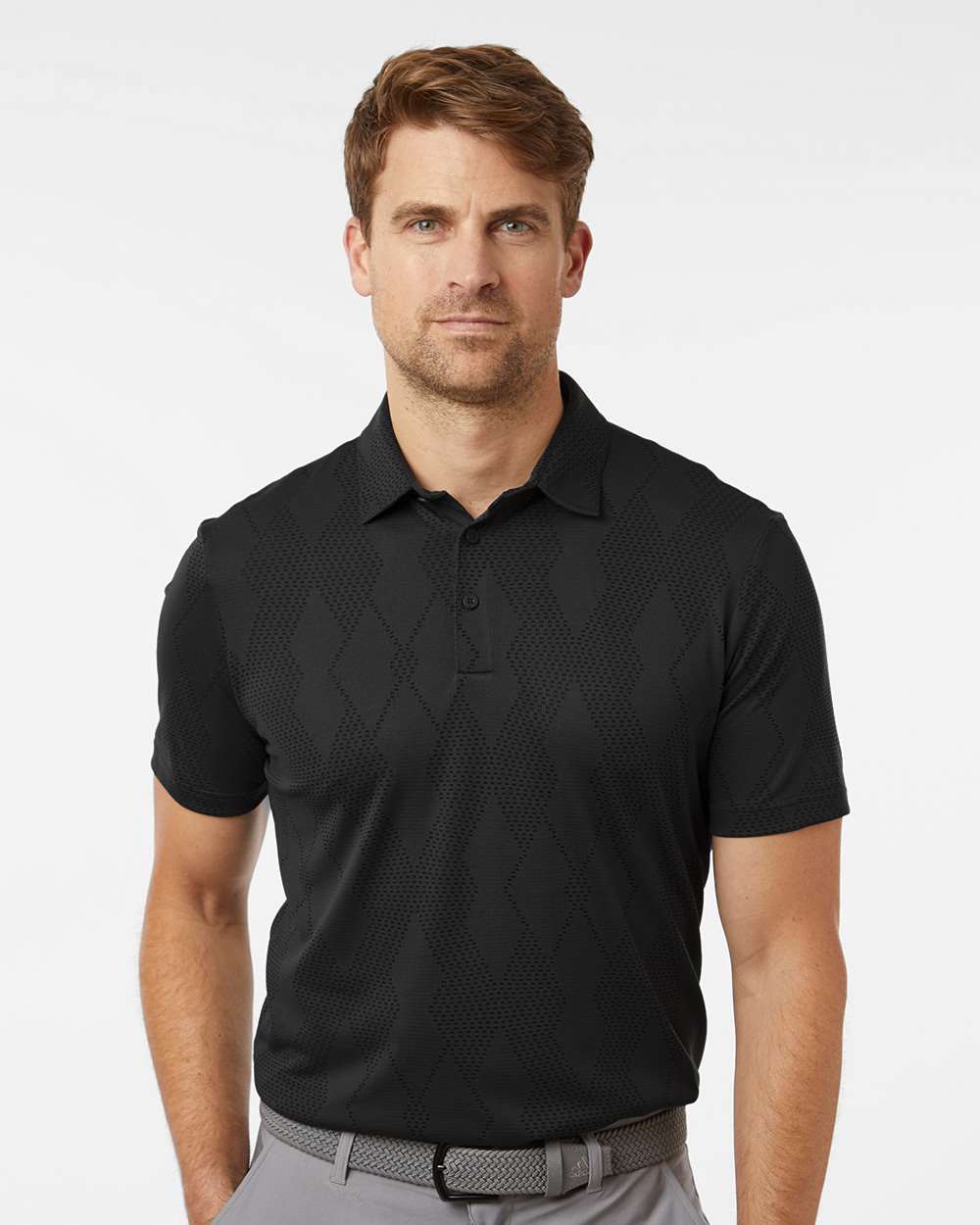 Men's Ultimate365 Textured Polo - OnModelFront - B11953503 - Carbon Black