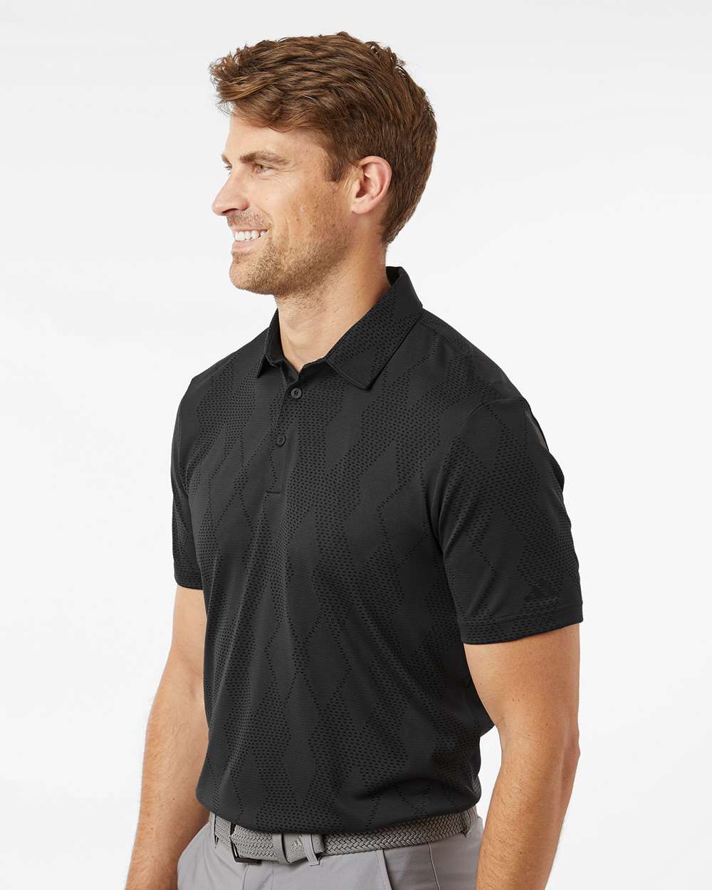 Men's Ultimate365 Textured Polo - OnModelSide - B11953503 - Carbon Black