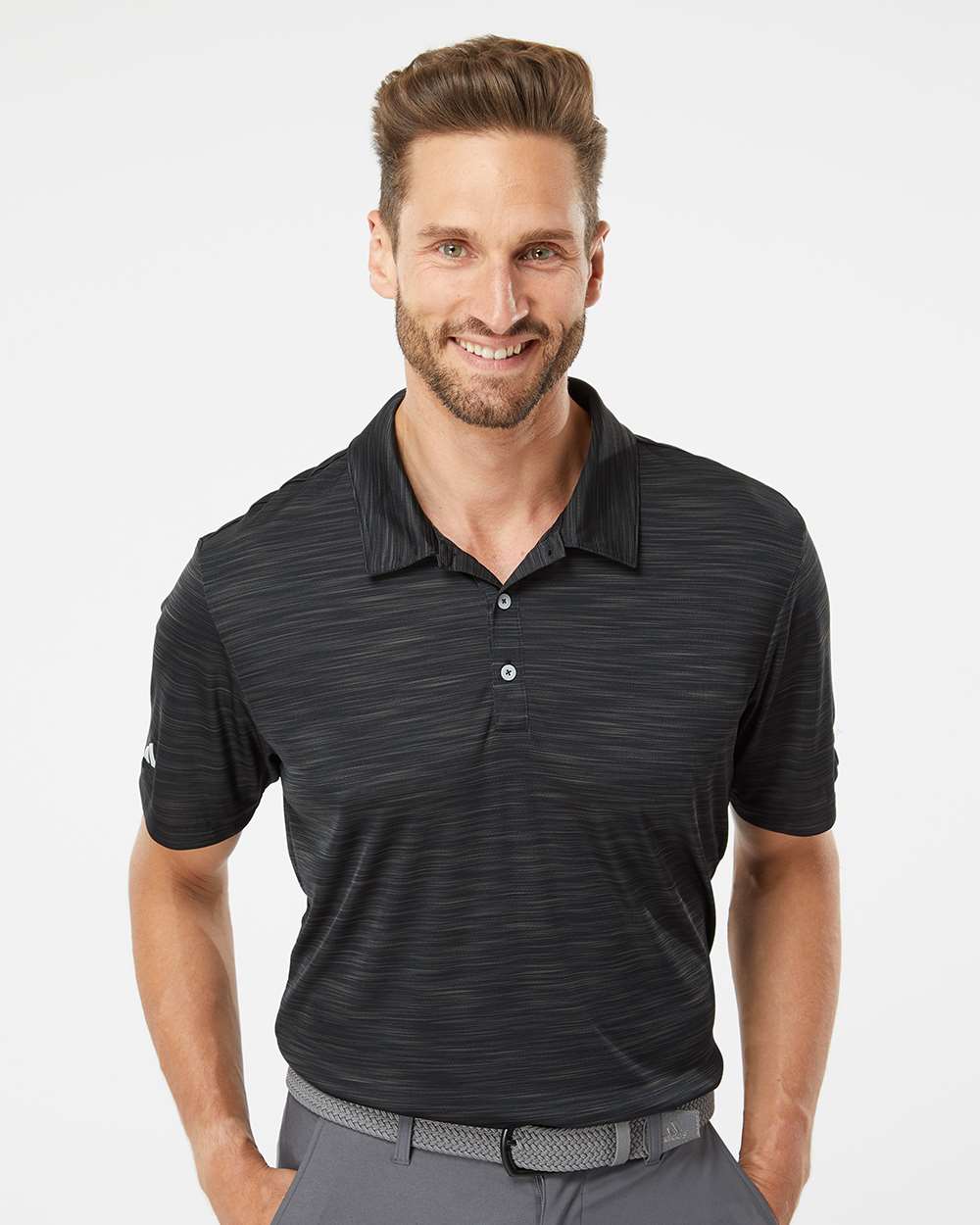 Men's Mélange Polo - OnModelFront - B00953503 - Black Melange
