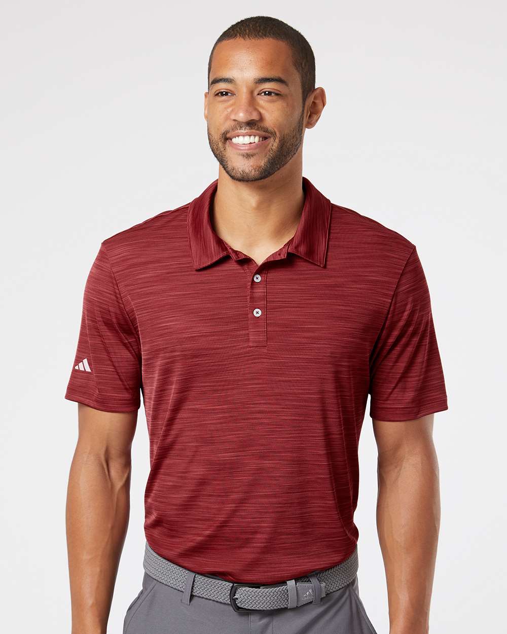 Men's Mélange Polo - OnModelFront - B00953533 - Collegiate Burgundy Melange