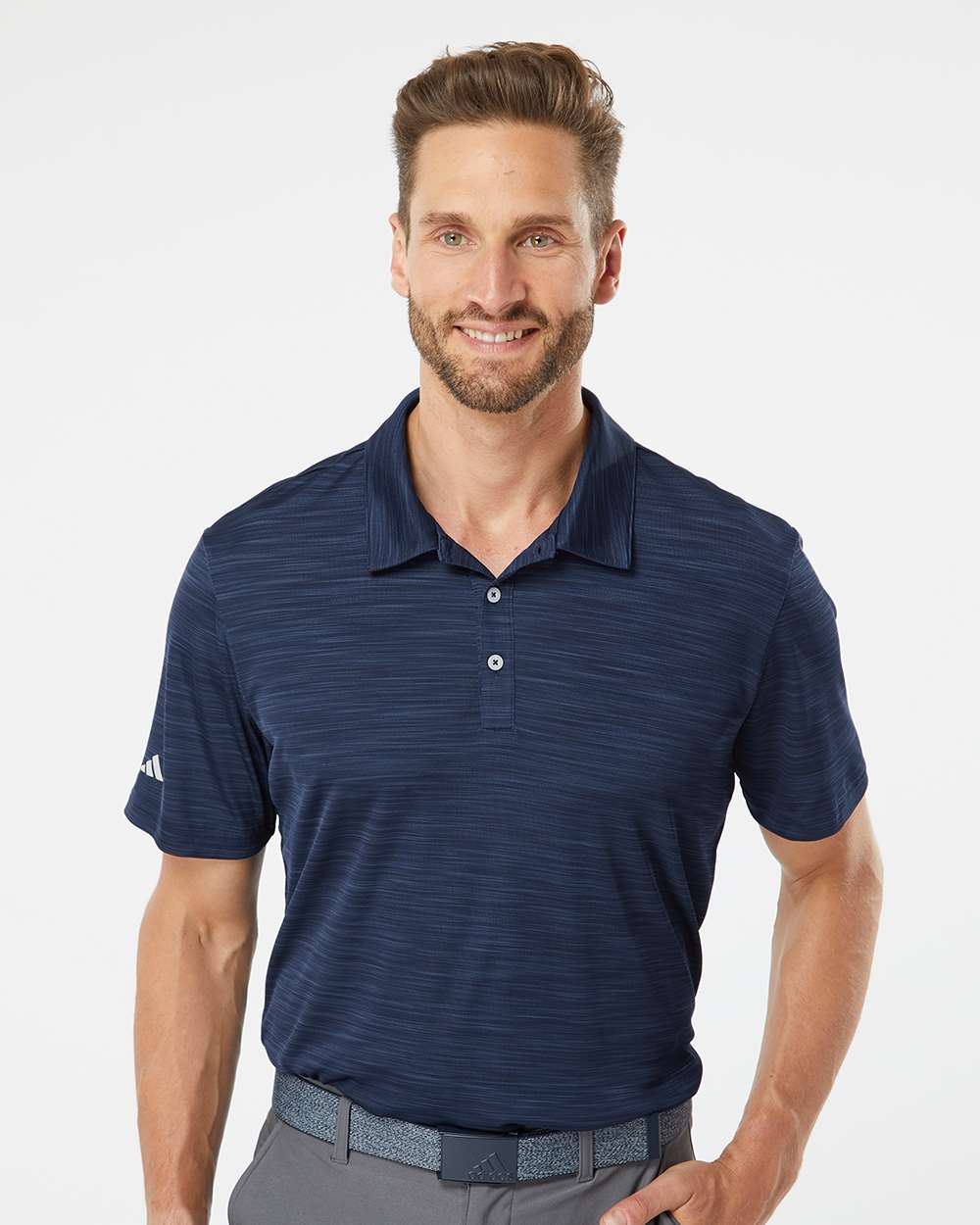 Men's Mélange Polo - OnModelFront - B00953653 - Collegiate Navy Melange