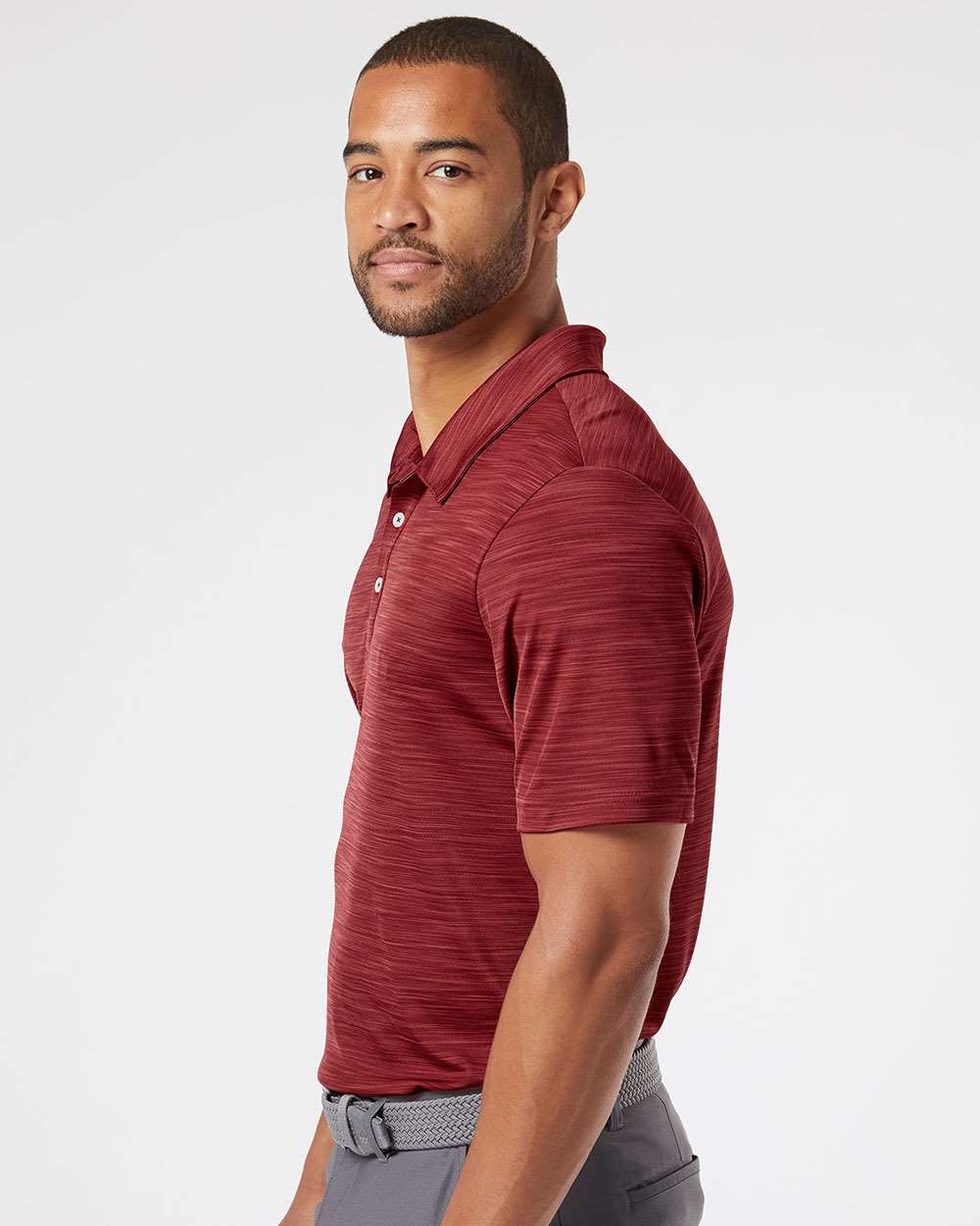 Men's Mélange Polo - OnModelSide - B00953533 - Collegiate Burgundy Melange