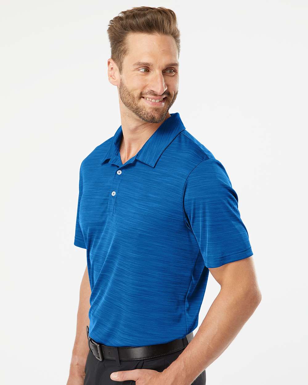 Men's Mélange Polo - OnModelSide - B00953753 - Collegiate Royal Melange