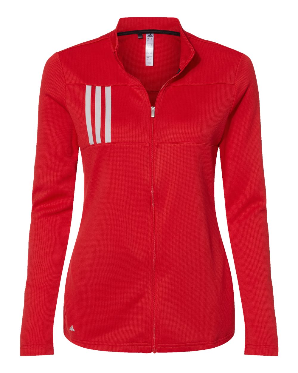 Women's 3-Stripes Double Knit Full-Zip - Front - B03653703 - Team Collegiate Red/ Grey Two