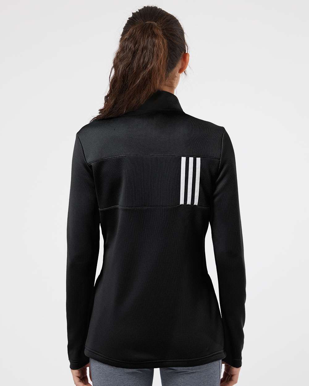 Women's 3-Stripes Double Knit Full-Zip - OnModelBack - B03653503 - Black/ Grey Two
