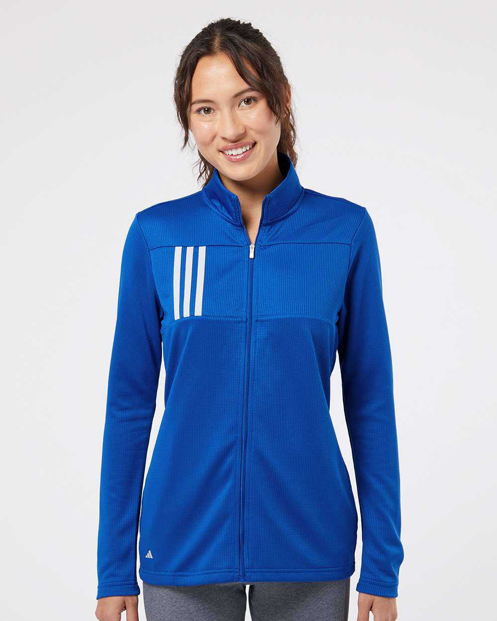 Women's 3-Stripes Double Knit Full-Zip - OnModelFront - B03653753 - Team Royal/ Grey Two
