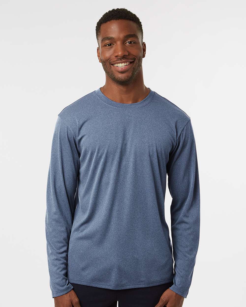 Unisex Pro-Lock Performance Long Sleeve T-Shirt - OnModelFront - B00496652 - Heather Navy