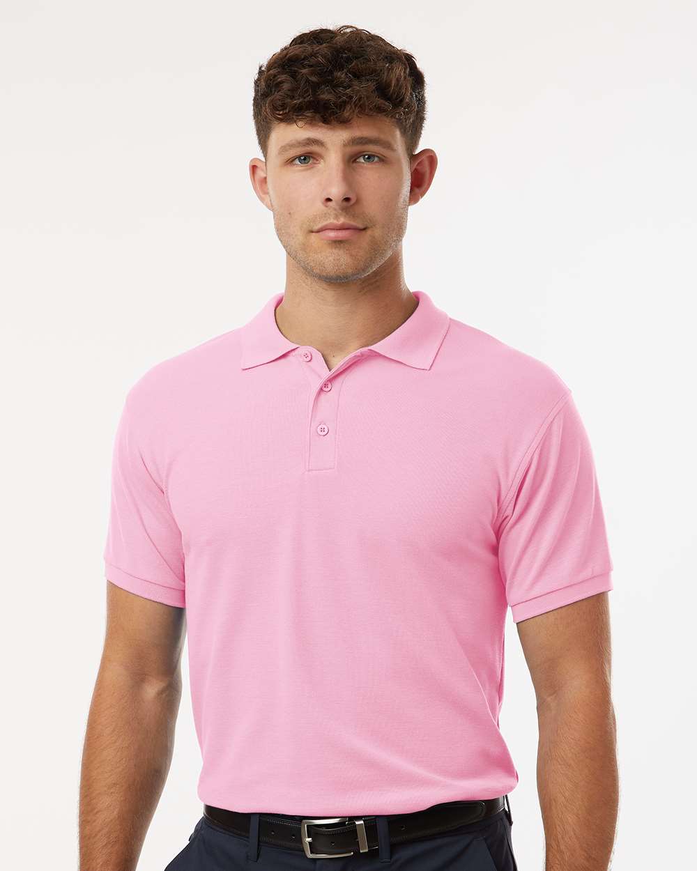 Men's Pique Polo - OnModelFront - B00596152 - Light Pink