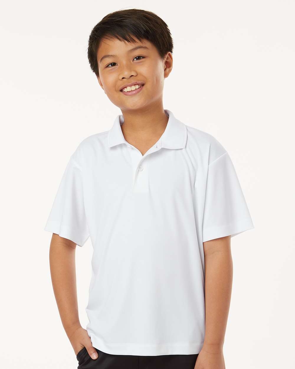 Youth Pro-Lock Performance Polo - OnModelFront - B00696002 - White