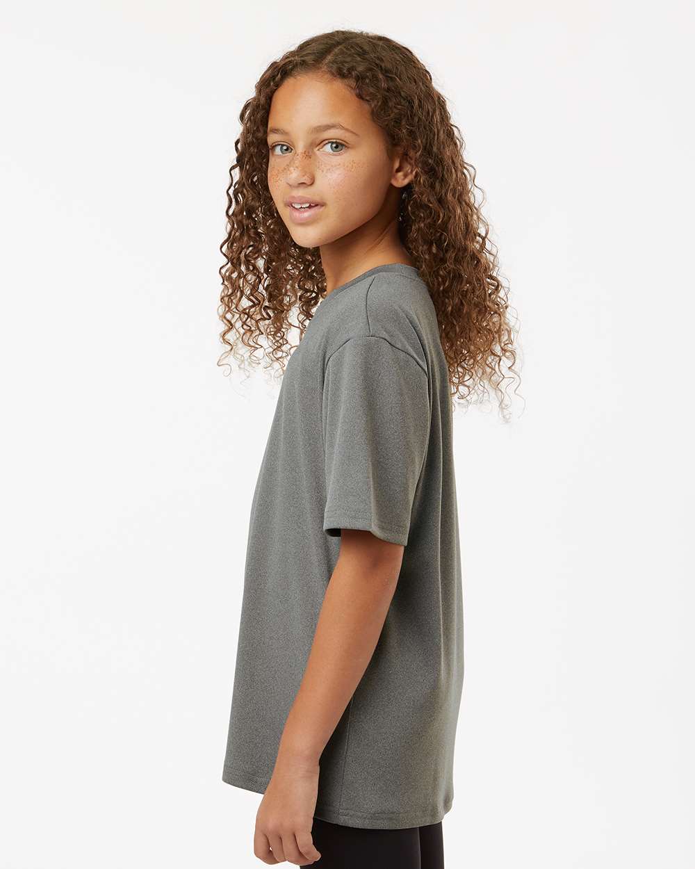 Youth Pro-Lock Performance T-Shirt - OnModelSide - B00896112 - Heather Granite