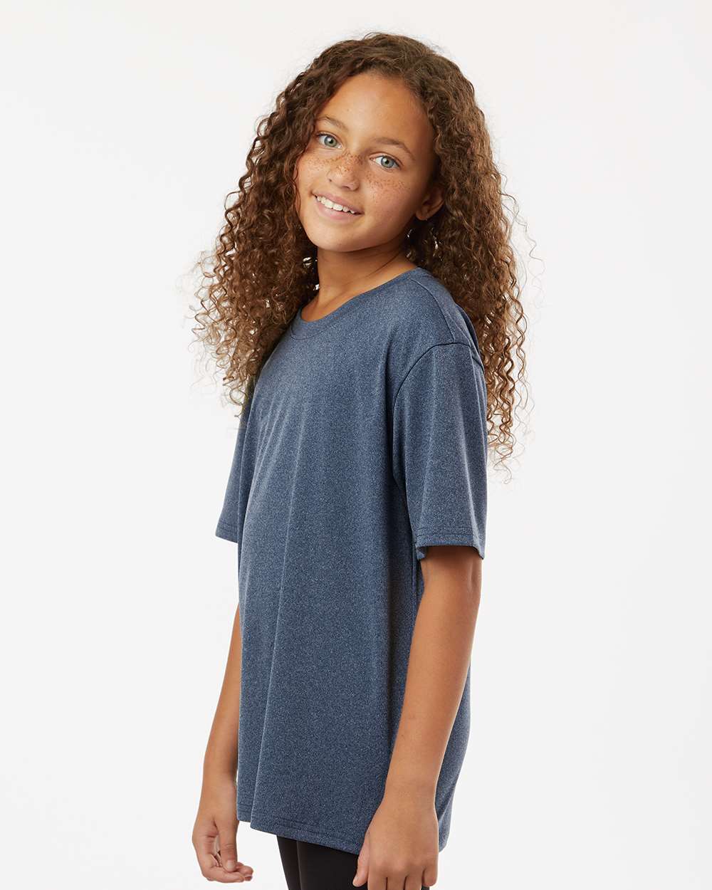 Youth Pro-Lock Performance T-Shirt - OnModelSide - B00896652 - Heather Navy