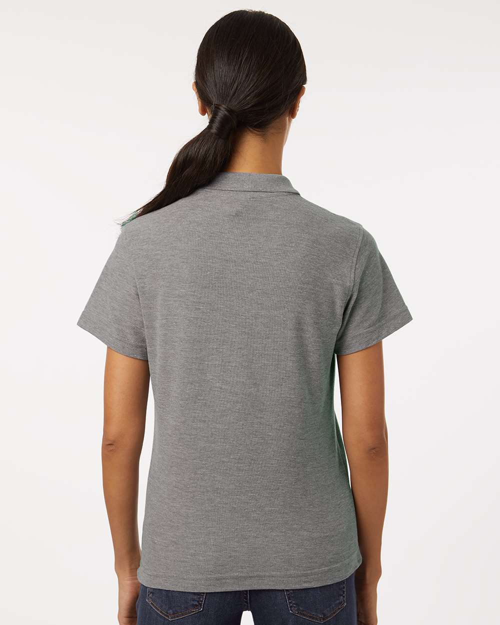 Women's Pique Polo - OnModelBack - B01096143 - Heather Granite