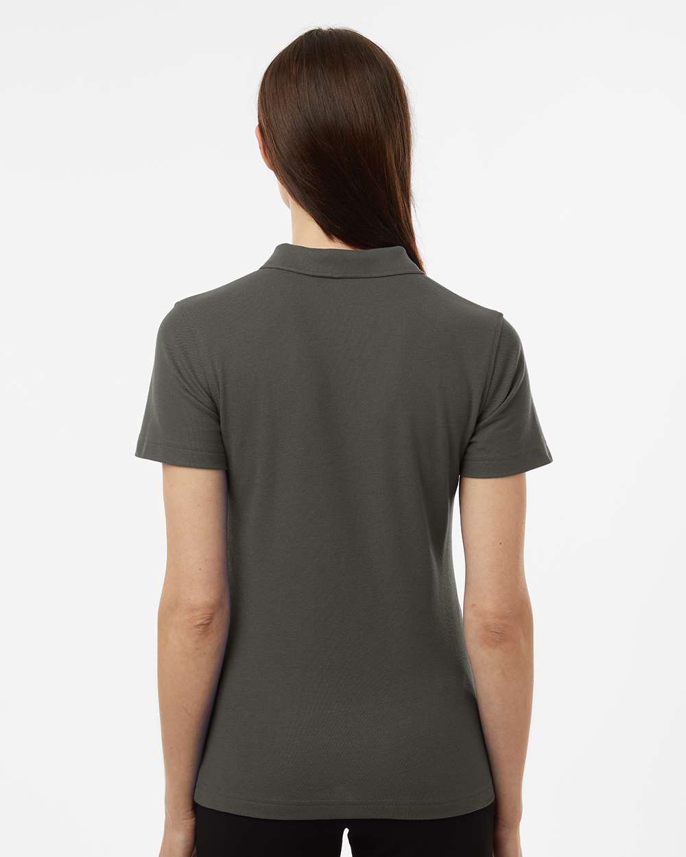 Women's Pique Polo - OnModelBack - B01096593 - Charcoal