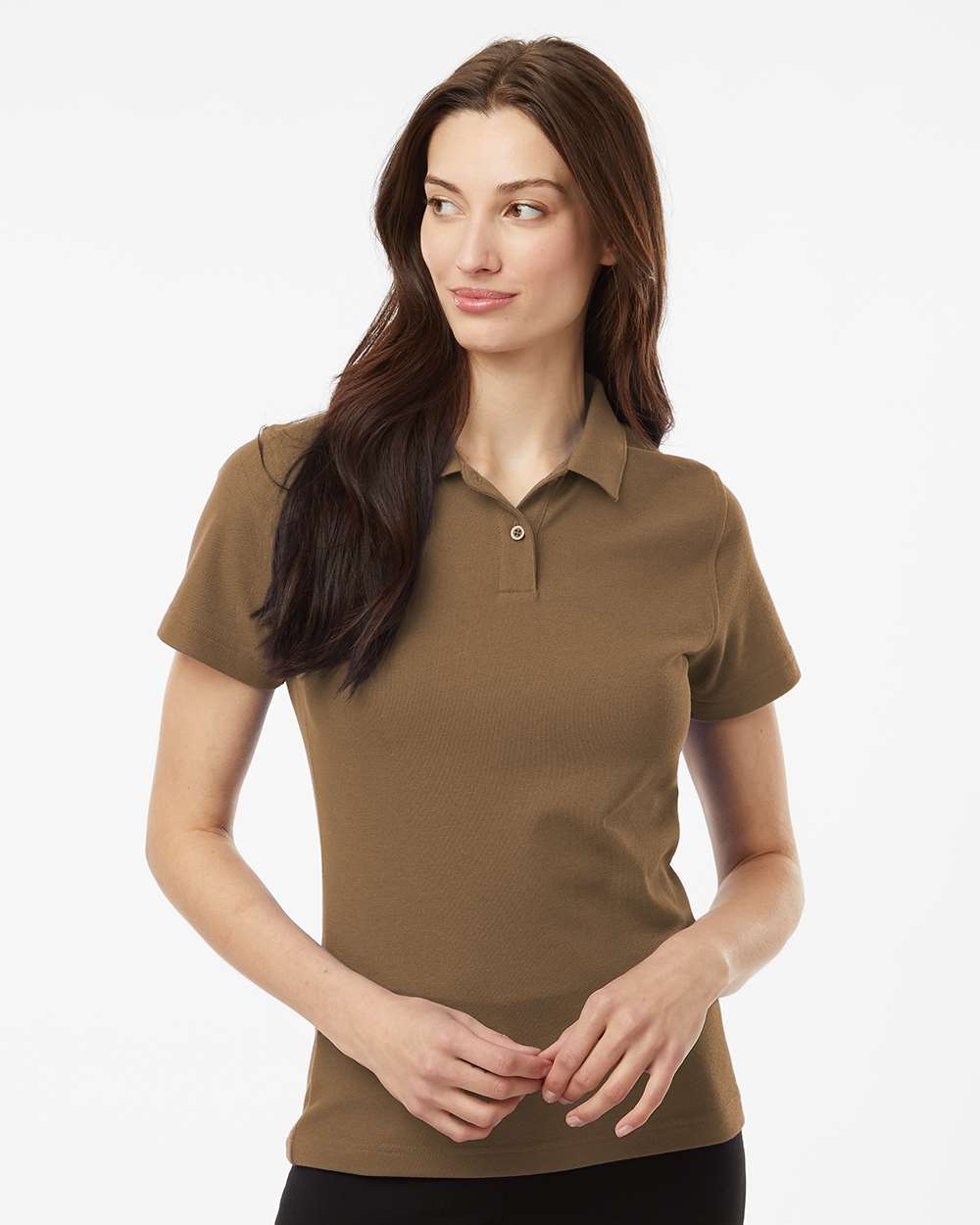 Women's Pique Polo - OnModelFront - B01096103 - Cigar
