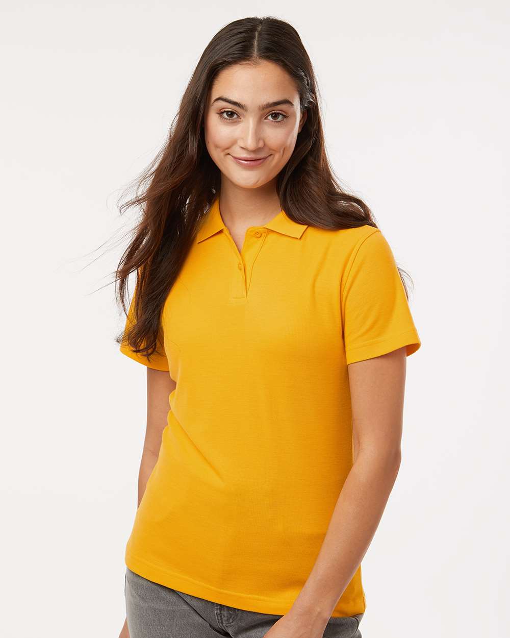 Women's Pique Polo - OnModelFront - B01096133 - Gold