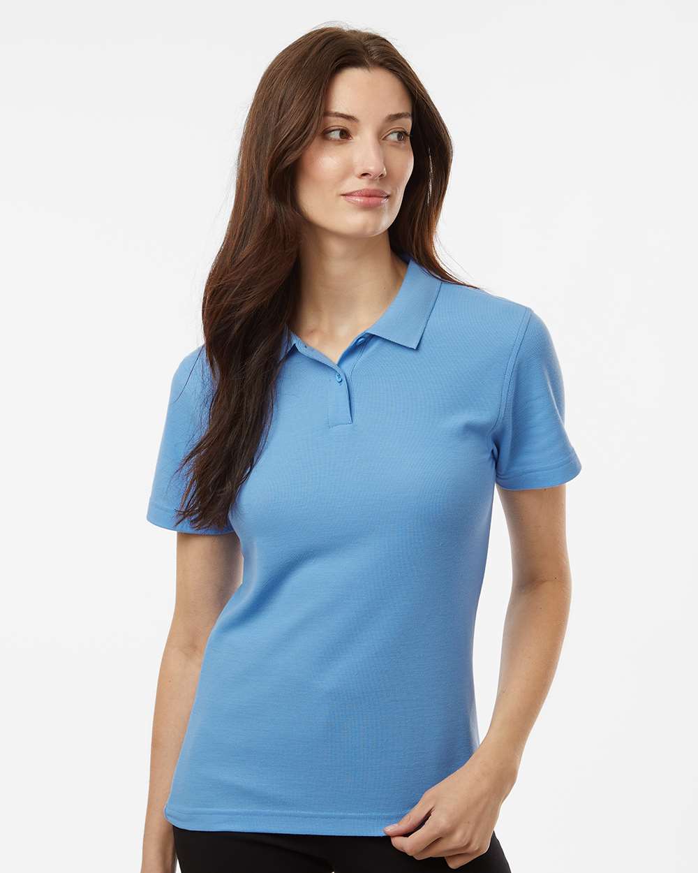 Women's Pique Polo - OnModelFront - B01096253 - Carolina Blue