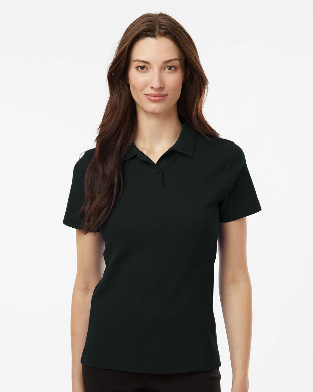 Women's Pique Polo - OnModelFront - B01096503 - Black