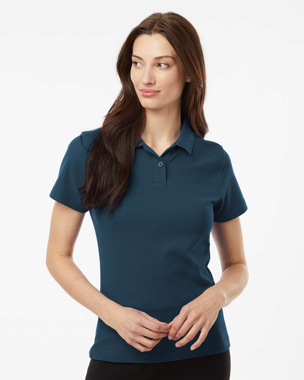 Women's Pique Polo - OnModelFront - B01096653 - Atlantic Blue