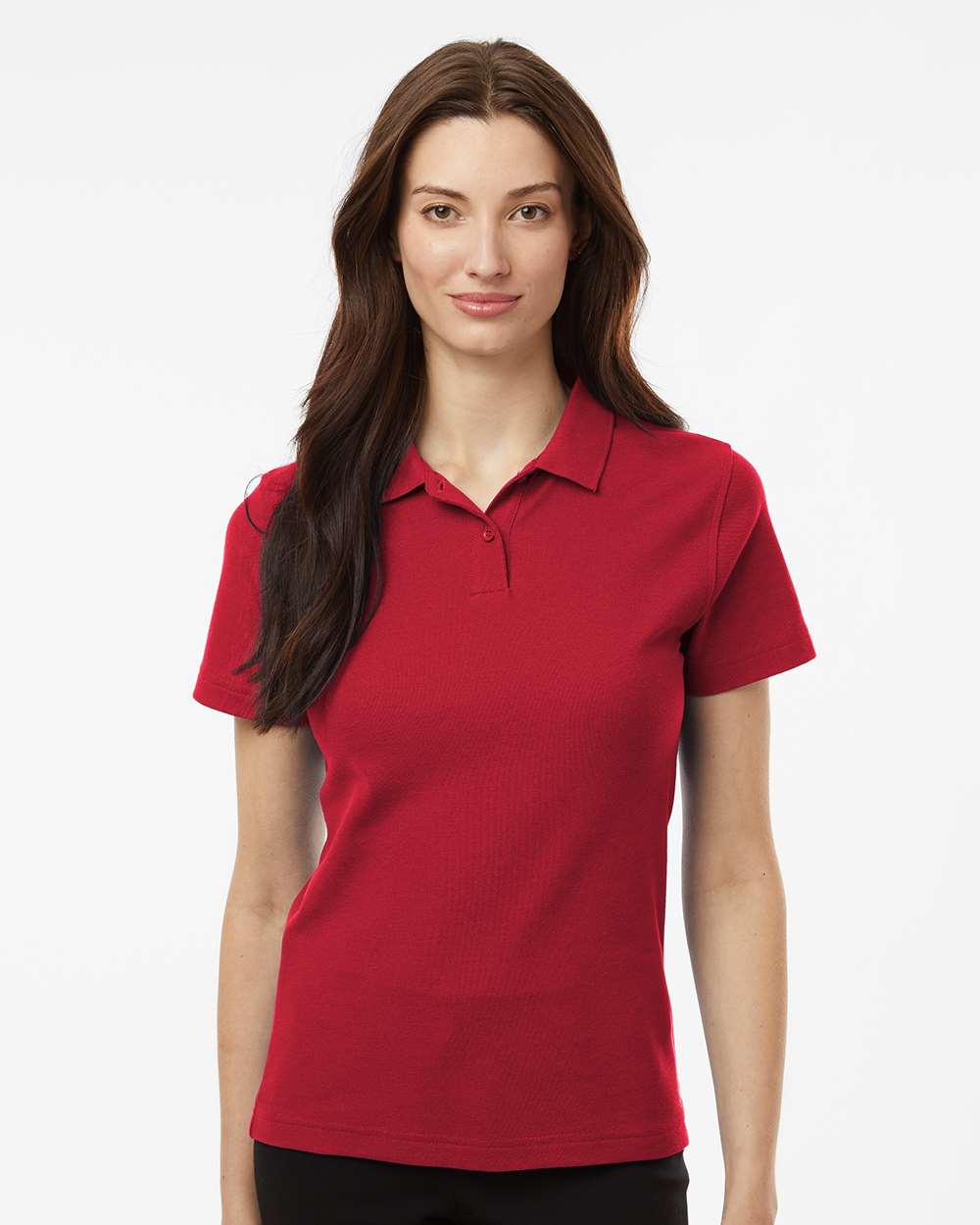 Women's Pique Polo - OnModelFront - B01096703 - Red