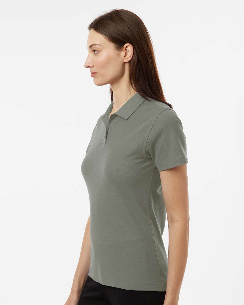 Women's Pique Polo - OnModelSide - B01096093 - Greystone