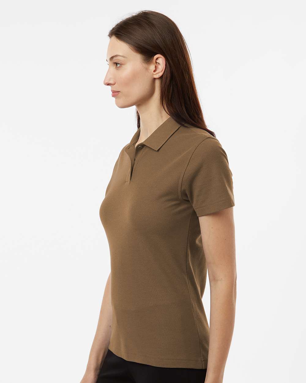 Women's Pique Polo - OnModelSide - B01096103 - Cigar