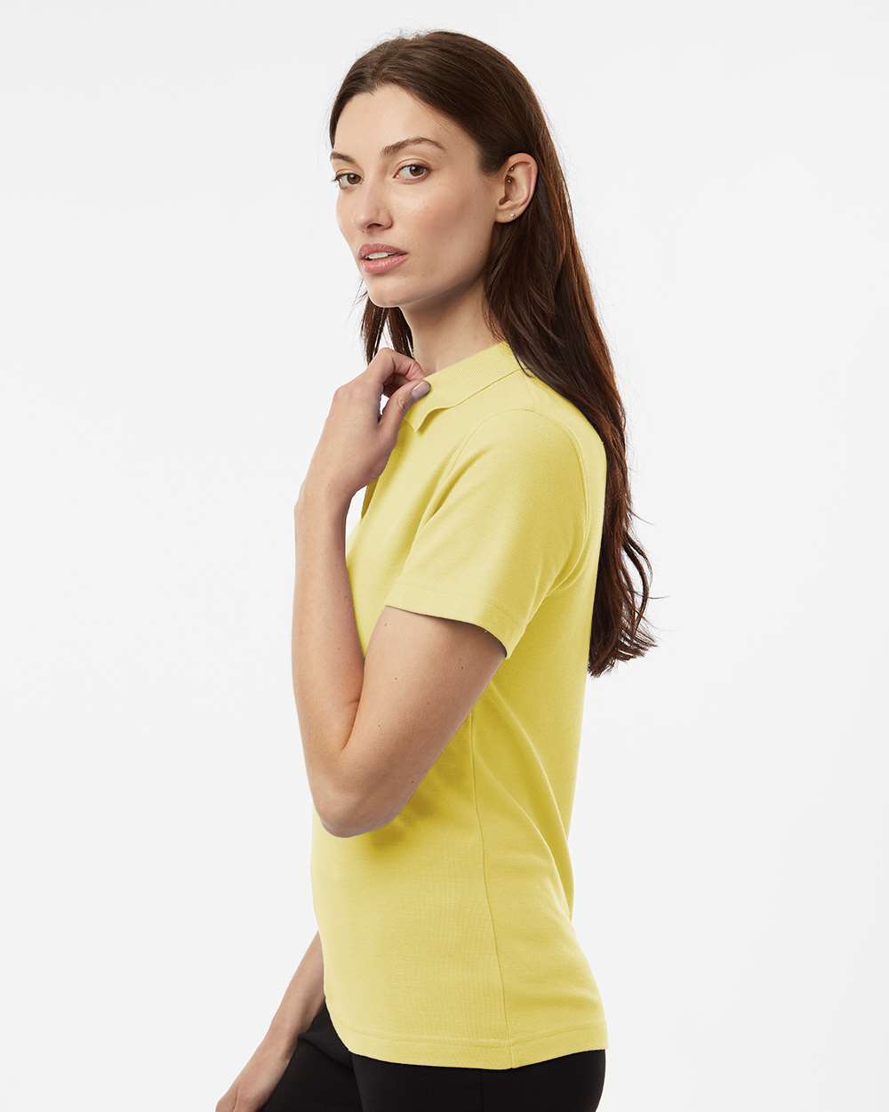 Women's Pique Polo - OnModelSide - B01096163 - Light Yellow