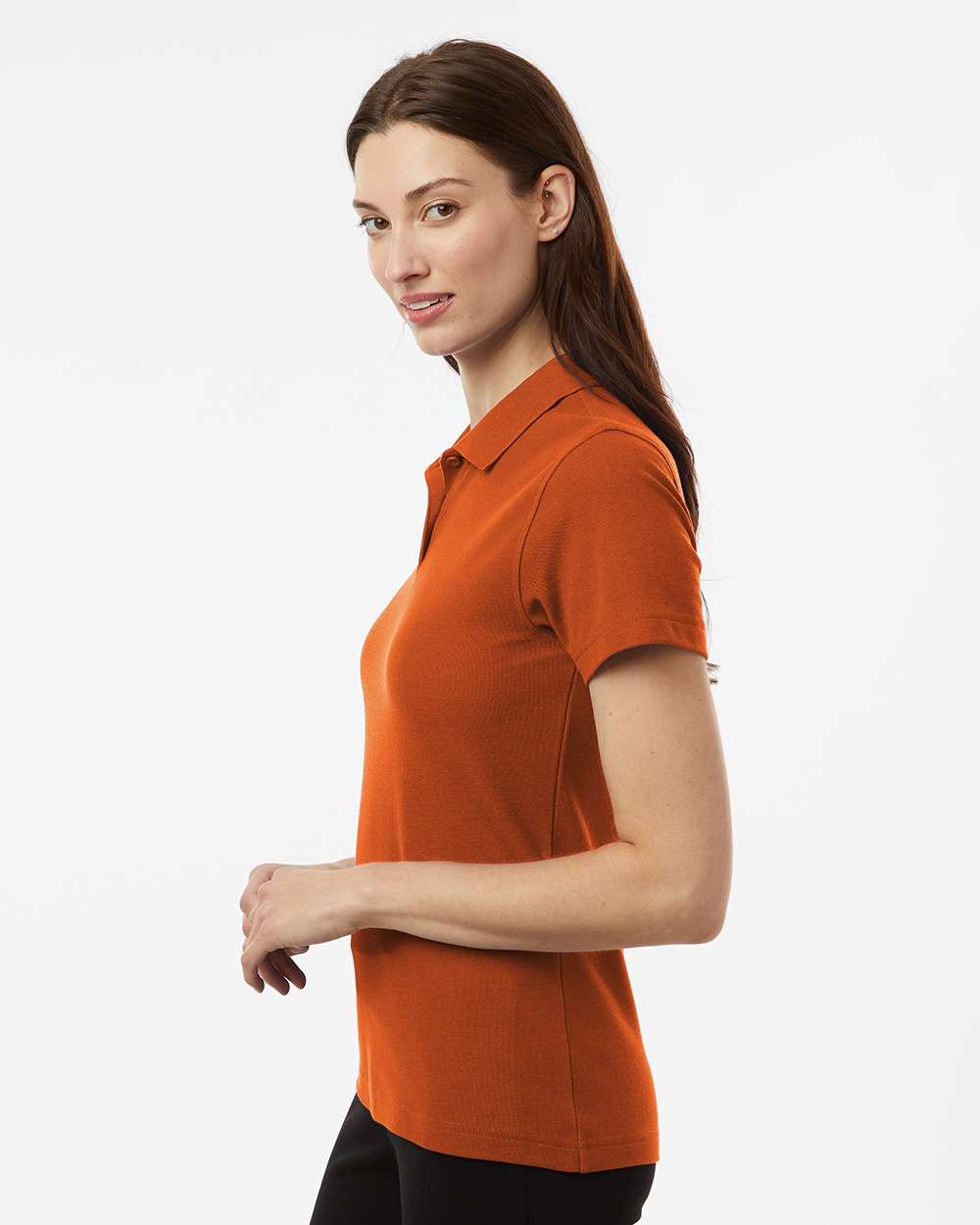 Women's Pique Polo - OnModelSide - B01096233 - Rust