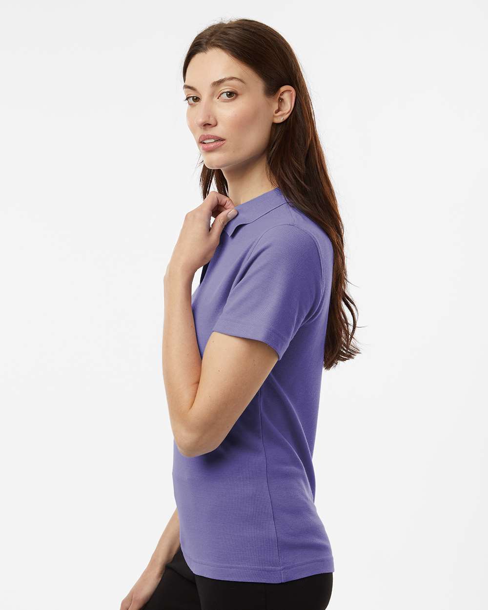 Women's Pique Polo - OnModelSide - B01096263 - Violet