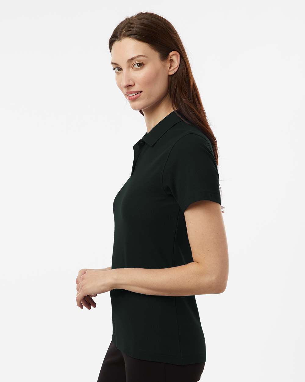 Women's Pique Polo - OnModelSide - B01096503 - Black