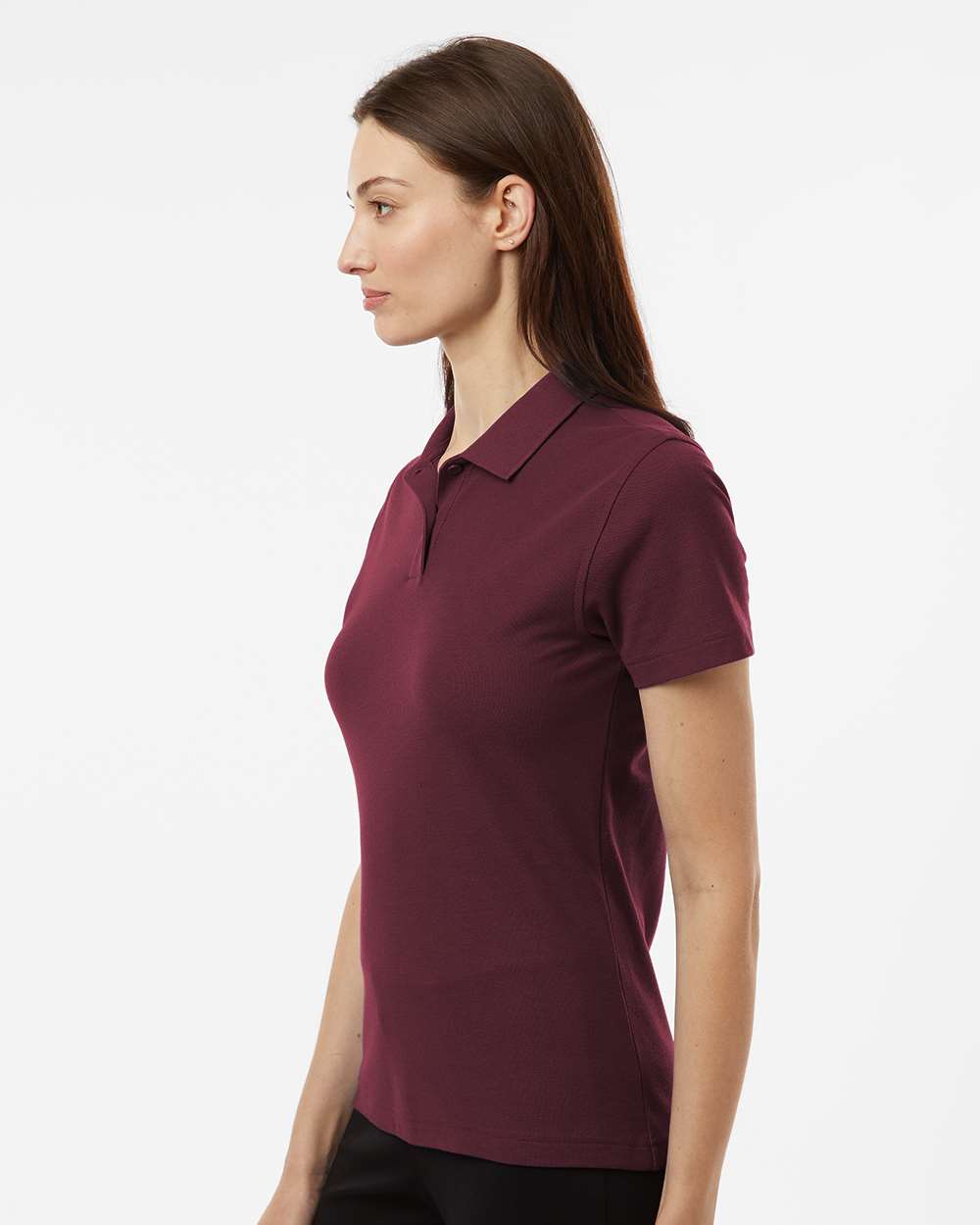 Women's Pique Polo - OnModelSide - B01096533 - Maroon