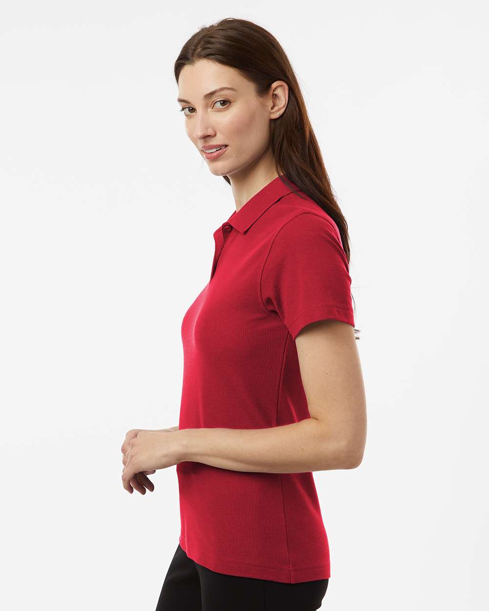 Women's Pique Polo - OnModelSide - B01096703 - Red