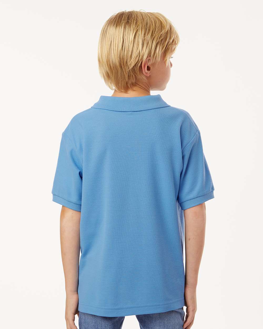 Youth Pique Polo - OnModelBack - B01196252 - Carolina Blue