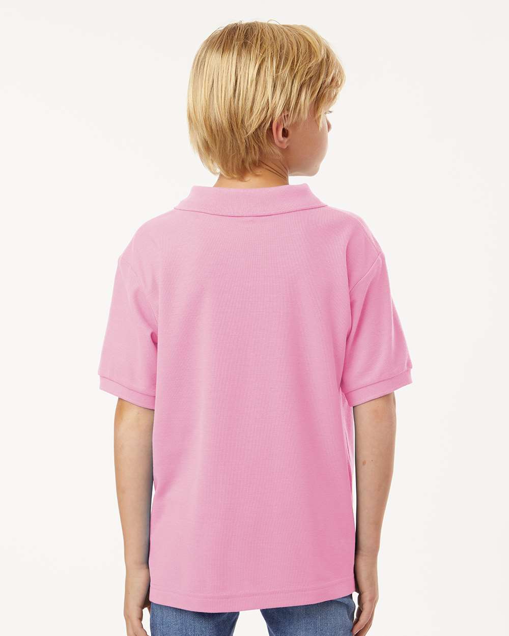 Youth Pique Polo - OnModelBack - B01196302 - Light Pink
