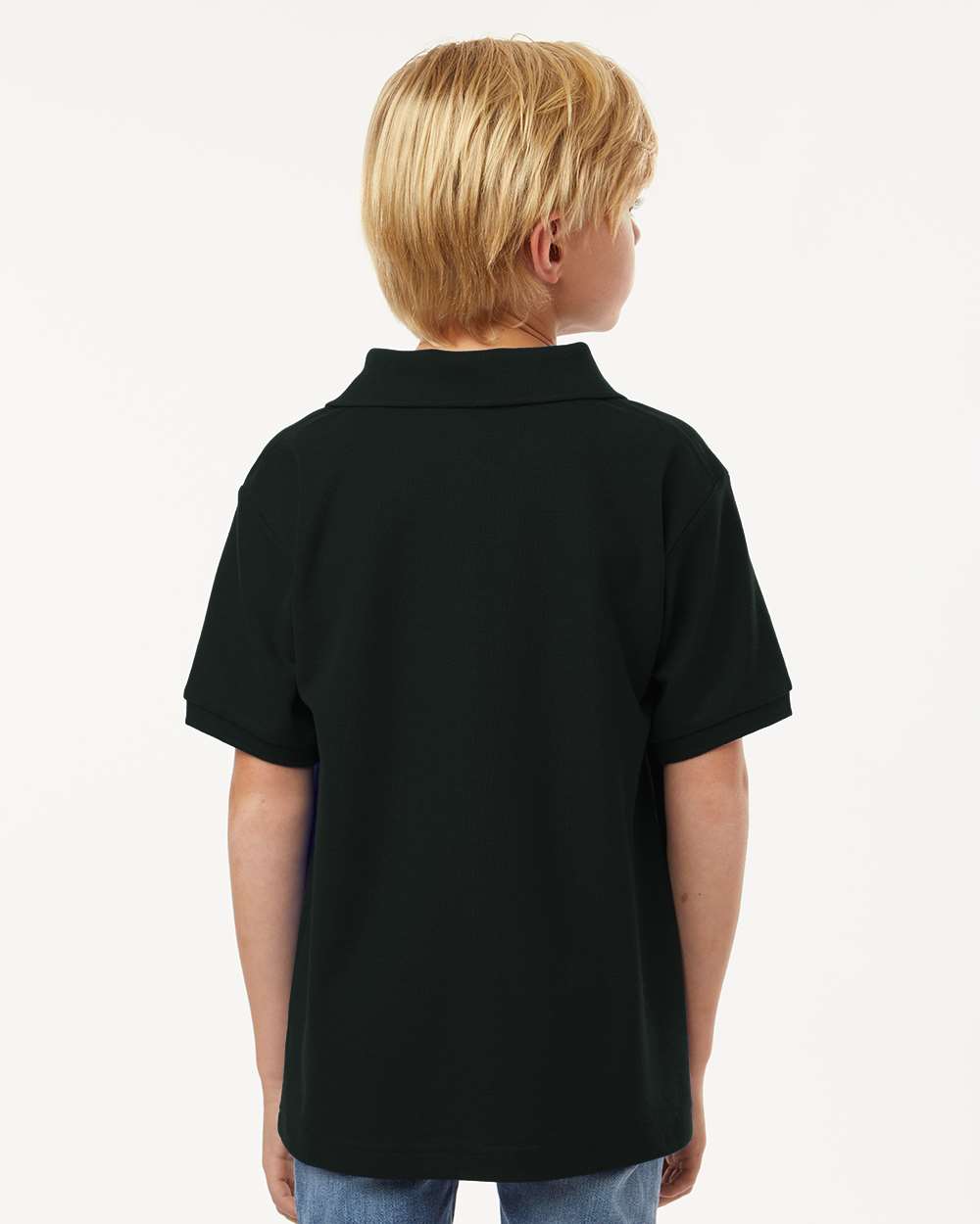 Youth Pique Polo - OnModelBack - B01196502 - Black
