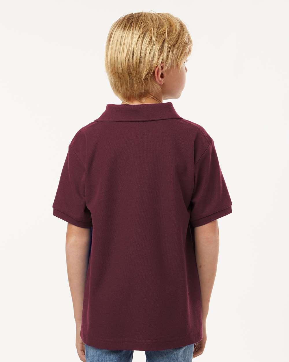 Youth Pique Polo - OnModelBack - B01196532 - Maroon