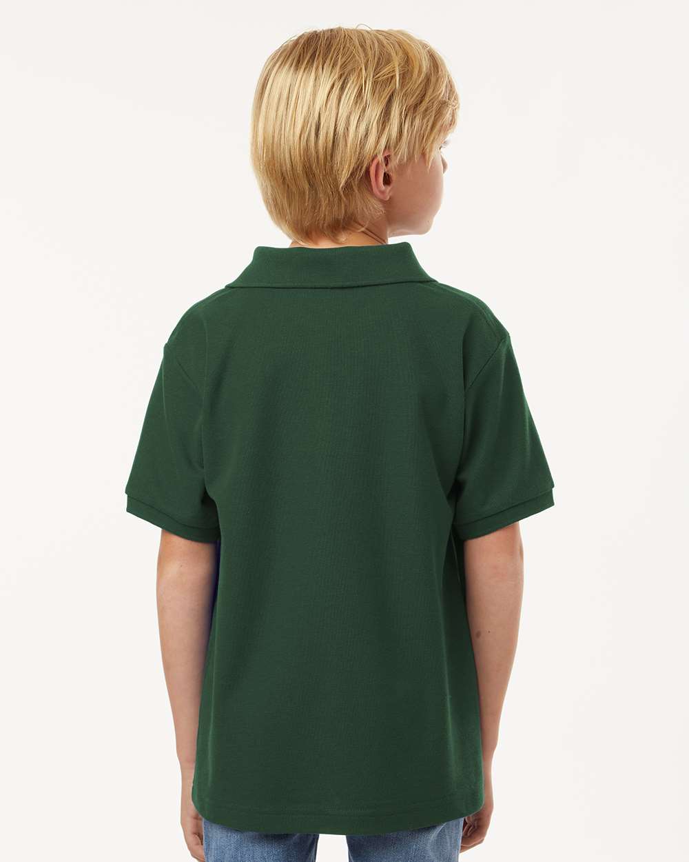 Youth Pique Polo - OnModelBack - B01196542 - Forest Green