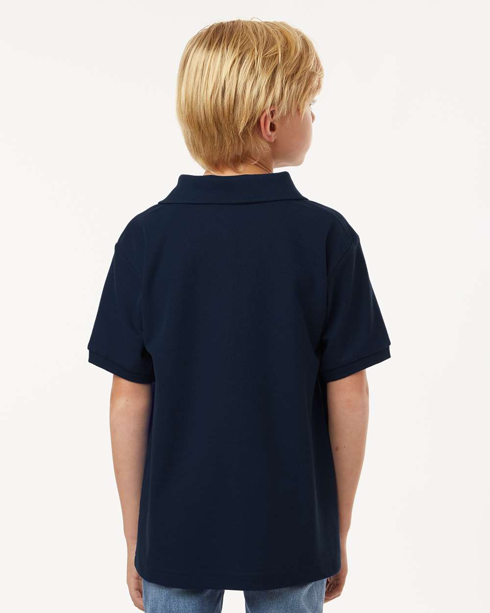 Youth Pique Polo - OnModelBack - B01196652 - Navy