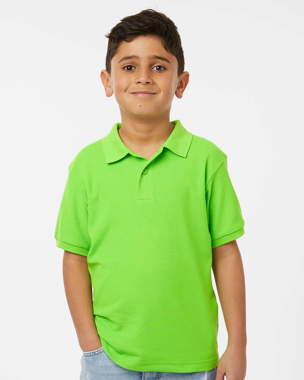 Youth Pique Polo - OnModelFront - B01196102 - Lime