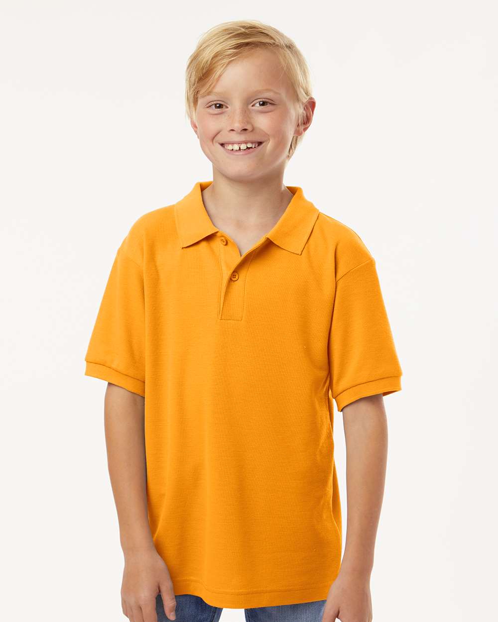 Youth Pique Polo - OnModelFront - B01196122 - Gold