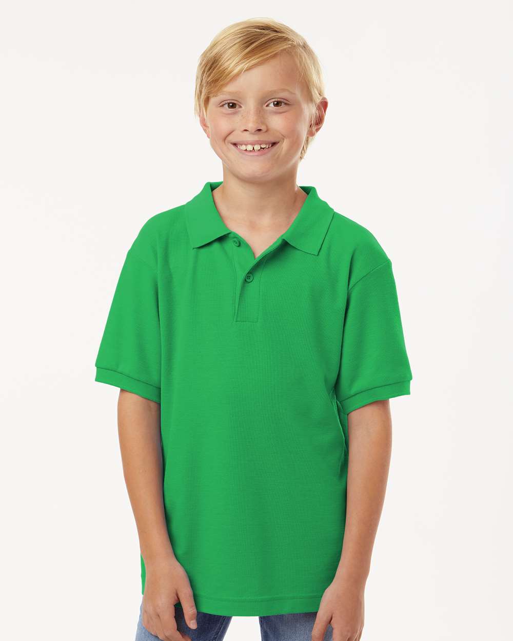 Youth Pique Polo - OnModelFront - B01196172 - Kelly Green