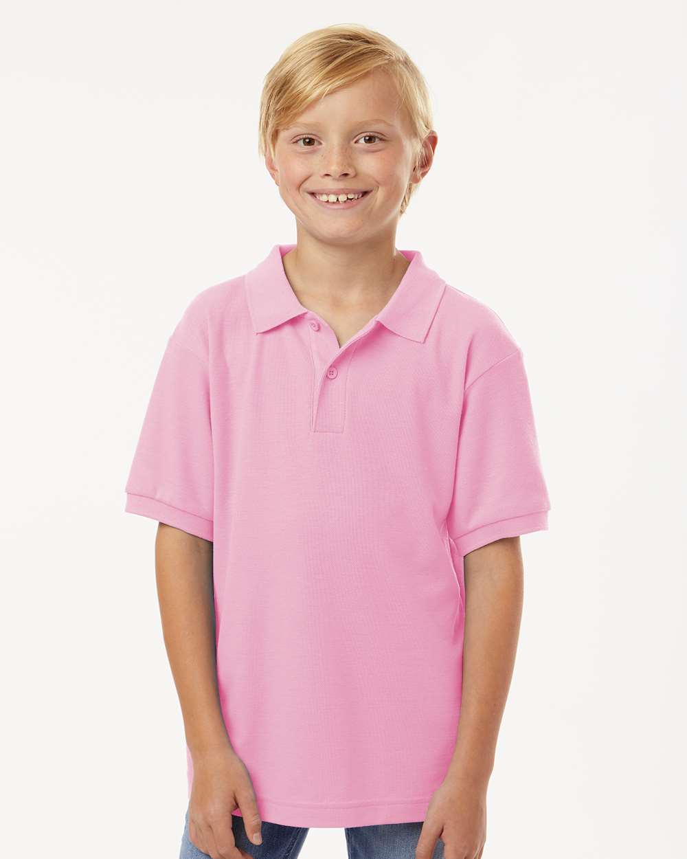 Youth Pique Polo - OnModelFront - B01196302 - Light Pink