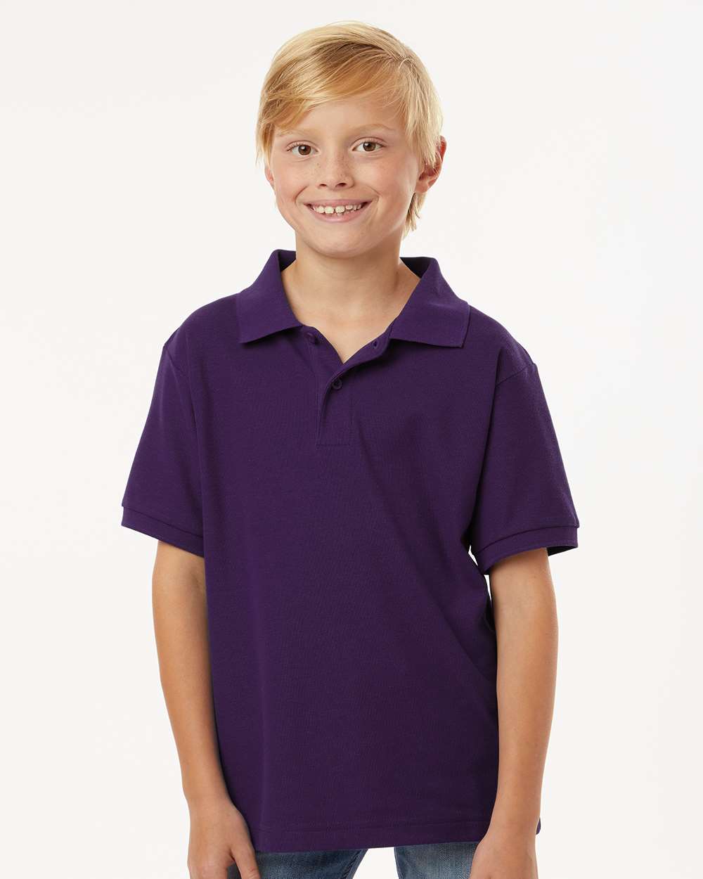 Youth Pique Polo - OnModelFront - B01196672 - Purple