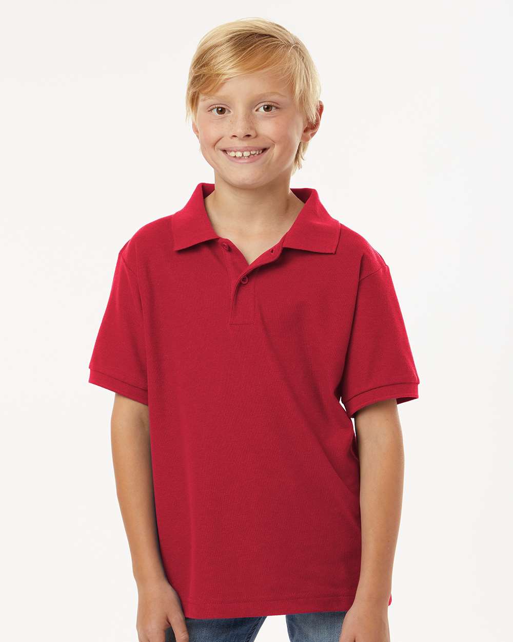 Youth Pique Polo - OnModelFront - B01196702 - Red