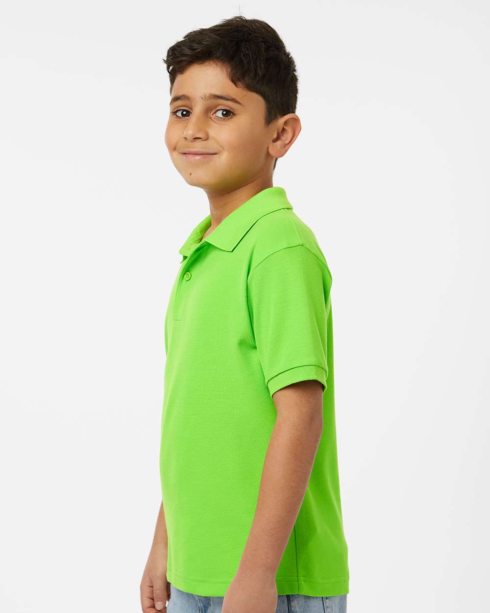 Youth Pique Polo - OnModelSide - B01196102 - Lime