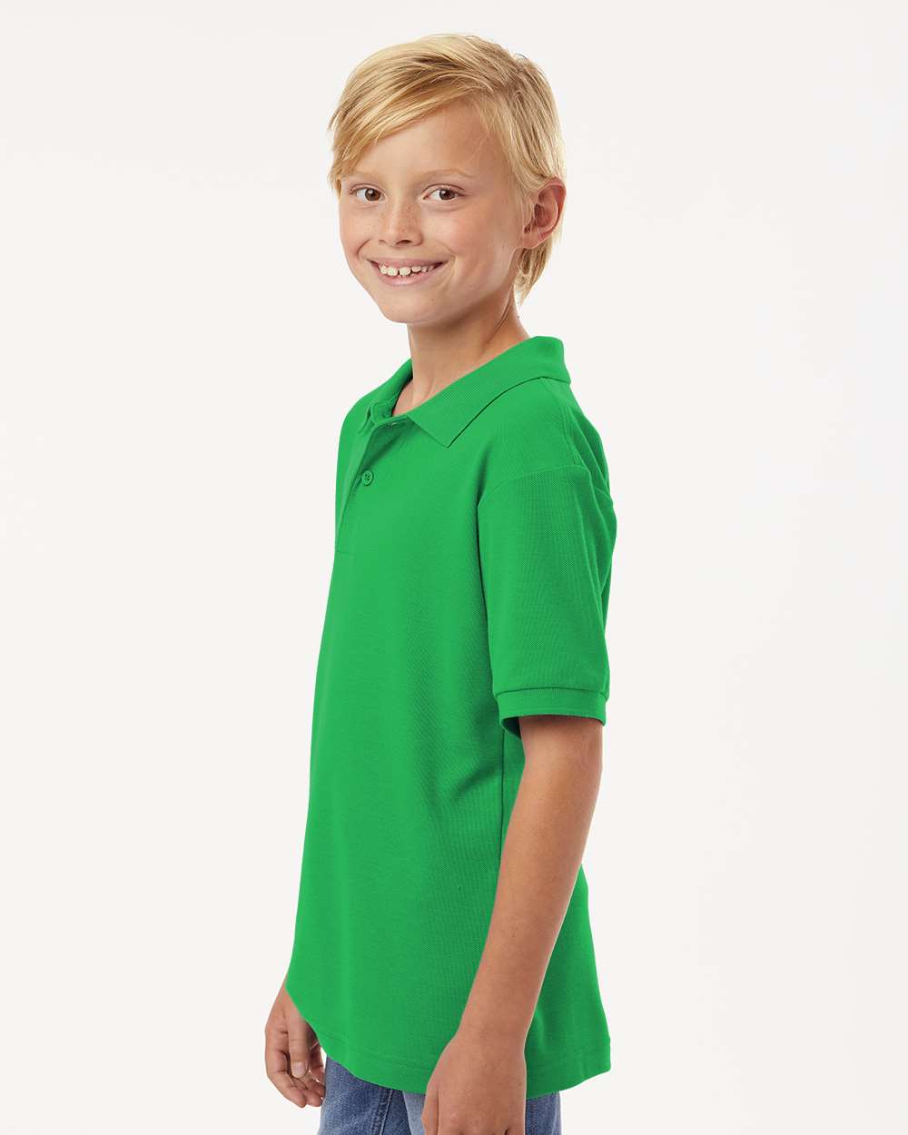 Youth Pique Polo - OnModelSide - B01196172 - Kelly Green