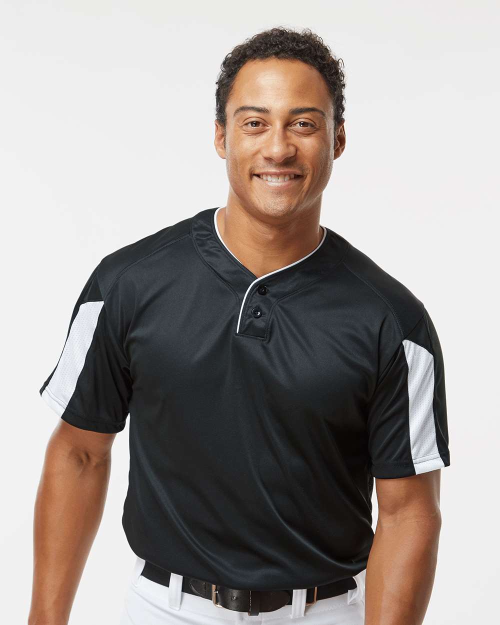 Men's Striker Placket - OnModelFront - B88485502 - Black/ White