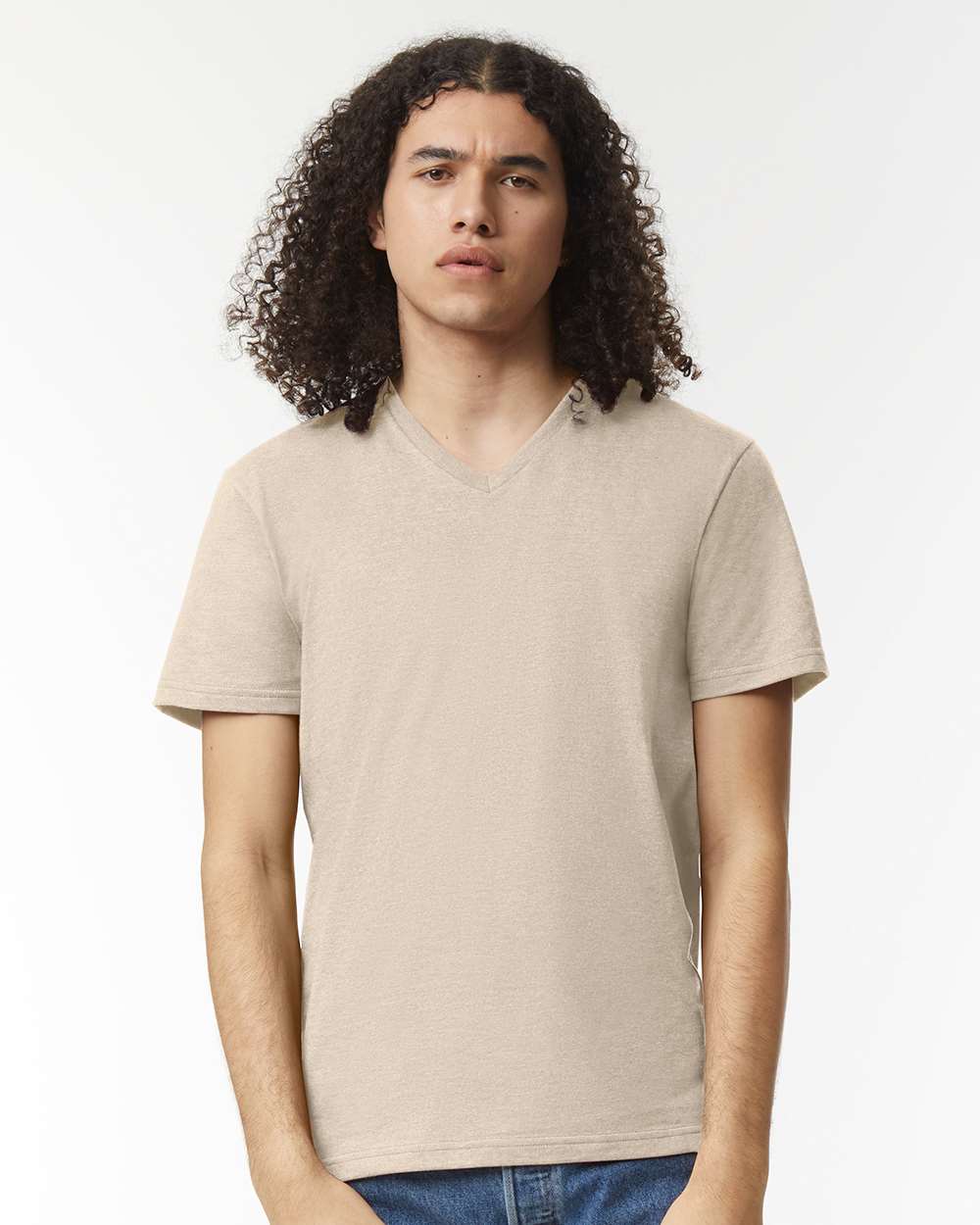 CVC V-Neck Tee - OnModelFront - B08427243 - Heather Bone
