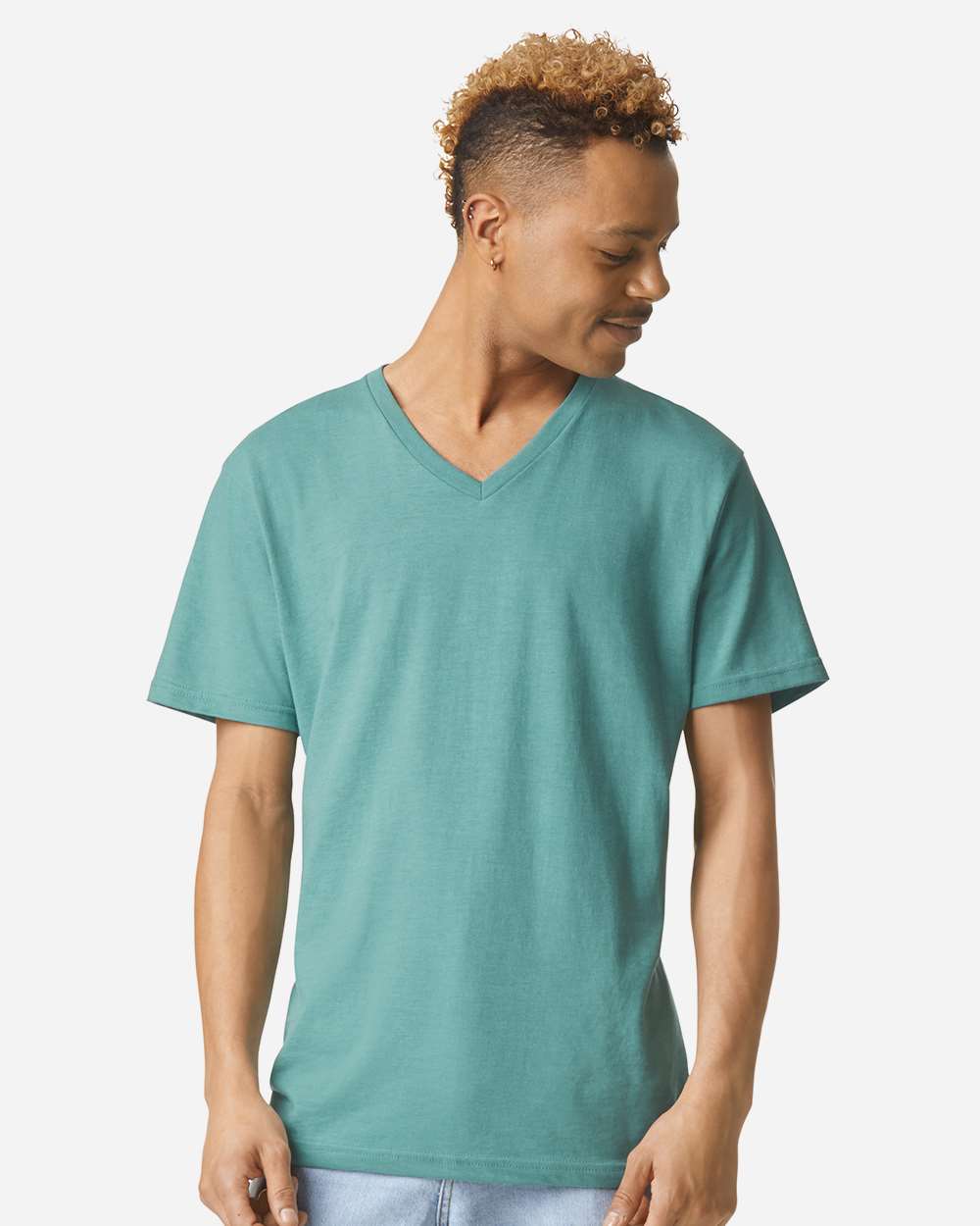 CVC V-Neck Tee - OnModelFront - B08427253 - Heather Arctic
